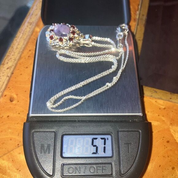 Rare Tiffany Stone Red Garnet Sterling Silver Necklace - Picture 8 of 9